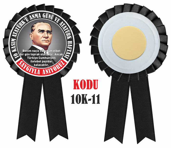 10 Kasım Atatürk'ü Anma Günü ve Atatürk Haftası Saten Yaka Kokartı 10 Kasım Atatürk'ü Anma Günü ve Atatürk Haftası Saten Yaka Kokartı