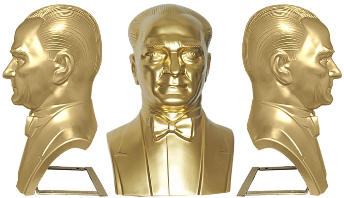 70 cm Fiberglass Yarım Atatürk Büstü 70 cm Fiberglass Yarım Atatürk Büstü