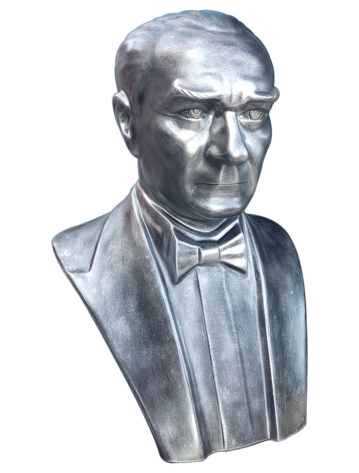 80 cm FRP Fiberglass Papyonlu Atatürk Büstü - Arkası Açık 80 cm FRP Fiberglass Papyonlu Atatürk Büstü - Arkası Açık