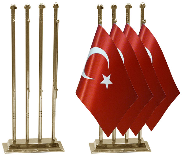 Altıgen Köşeli Dörtlü Pirinç Masa Bayrak Direği Altıgen Köşeli Dörtlü Pirinç Masa Bayrak Direği