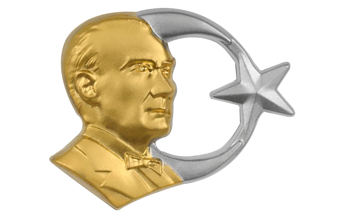 Çift Renkli Ay-Yıldızlı Atatürk Rozeti - AR8 Çift Renkli Ay-Yıldızlı Atatürk Rozeti - AR8