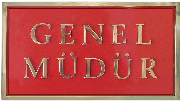 Genel Müdür Pirinç Kapı Tabelası Genel Müdür Pirinç Kapı Tabelası