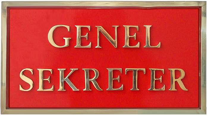 Genel Sekreter Pirinç Kapı Tabelası Genel Sekreter Pirinç Kapı Tabelası