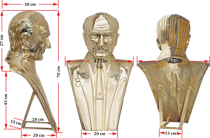 Pirinç Atatürk Büstü - 70 cm Pirinç Atatürk Büstü - 70 cm