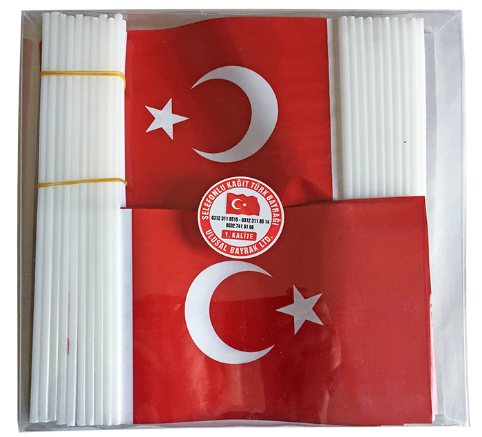 Plastik Sopalı Kağıt Türk Bayrağı - Selefonlu TC3 Plastik Sopalı Kağıt Türk Bayrağı - Selefonlu TC3