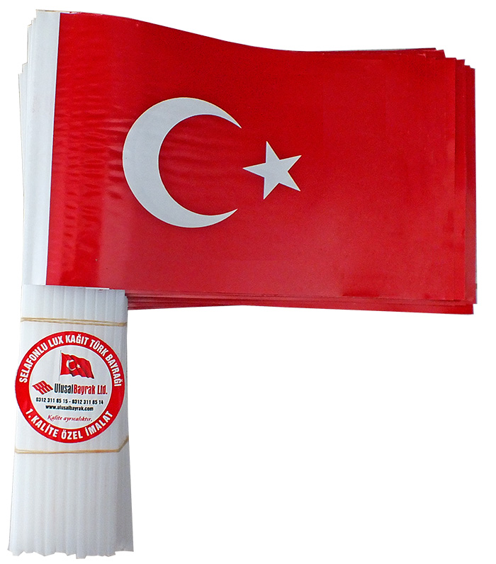 Plastik Sopalı Kağıt Türk Bayrağı Plastik Sopalı Kağıt Türk Bayrağı